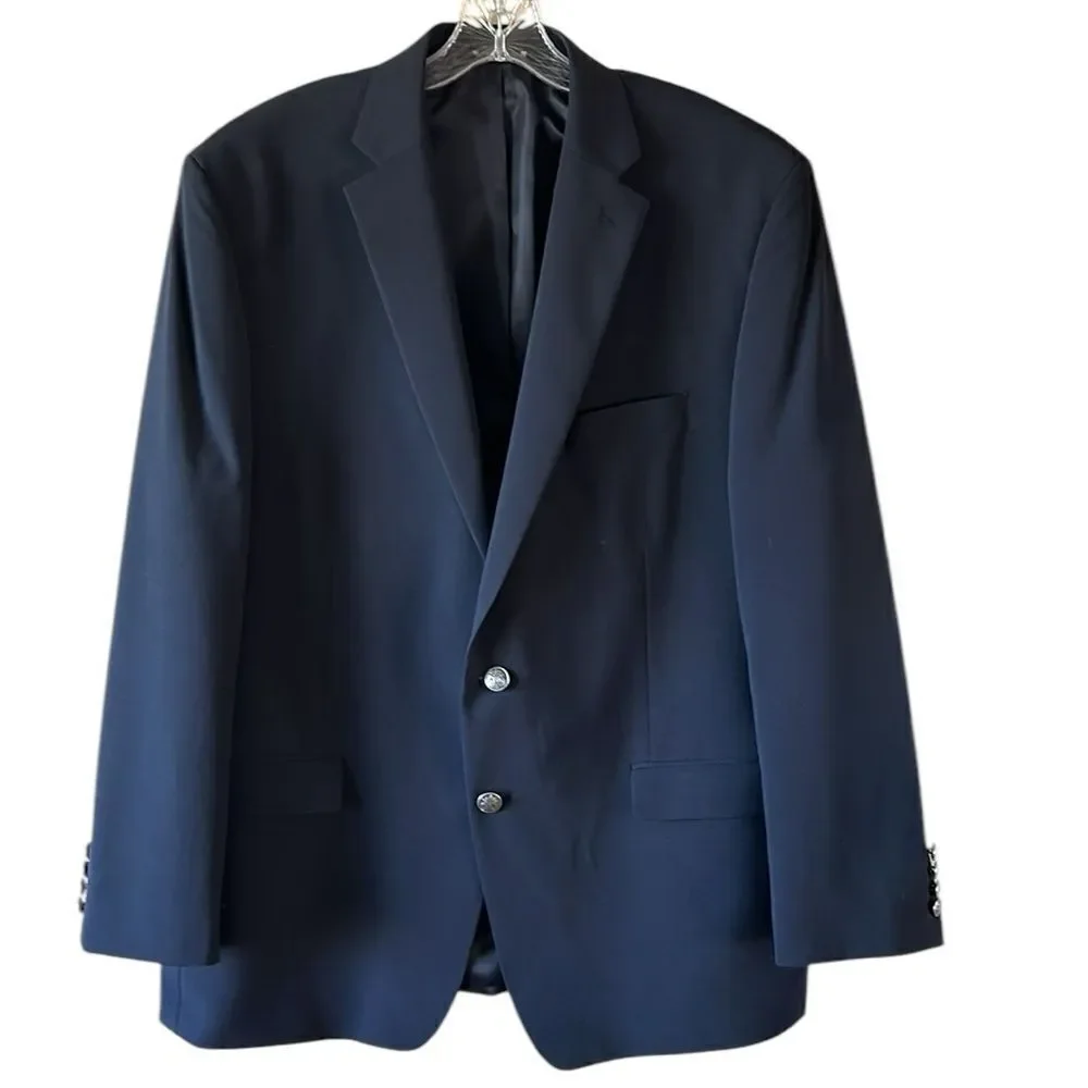 Michael Kors Mens Navy Blue Center Vent 2 Button Blazer